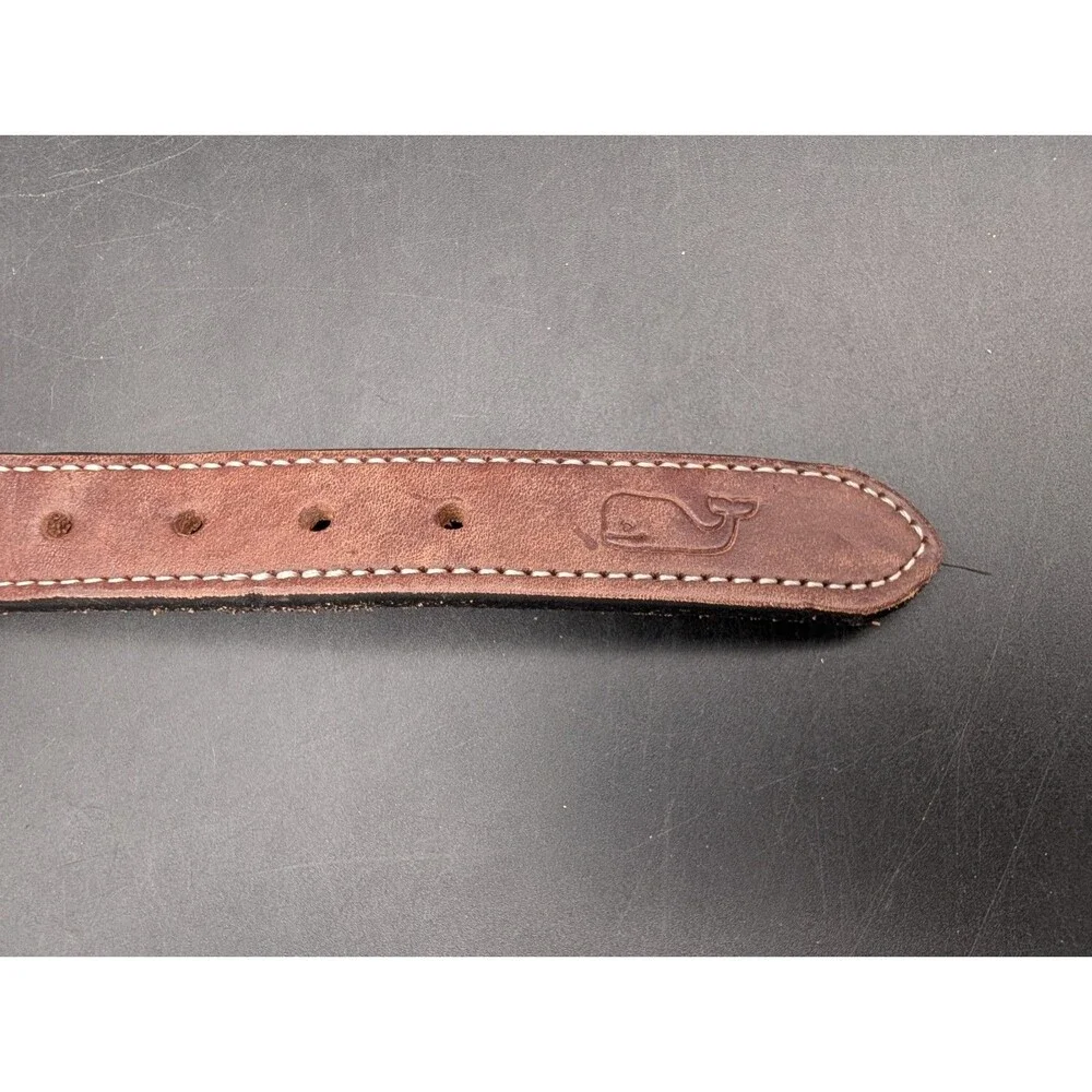 Vineyard Vines Belt Size 26 Irish Flag Shamrock Ireland Solid Brass Leather RARE